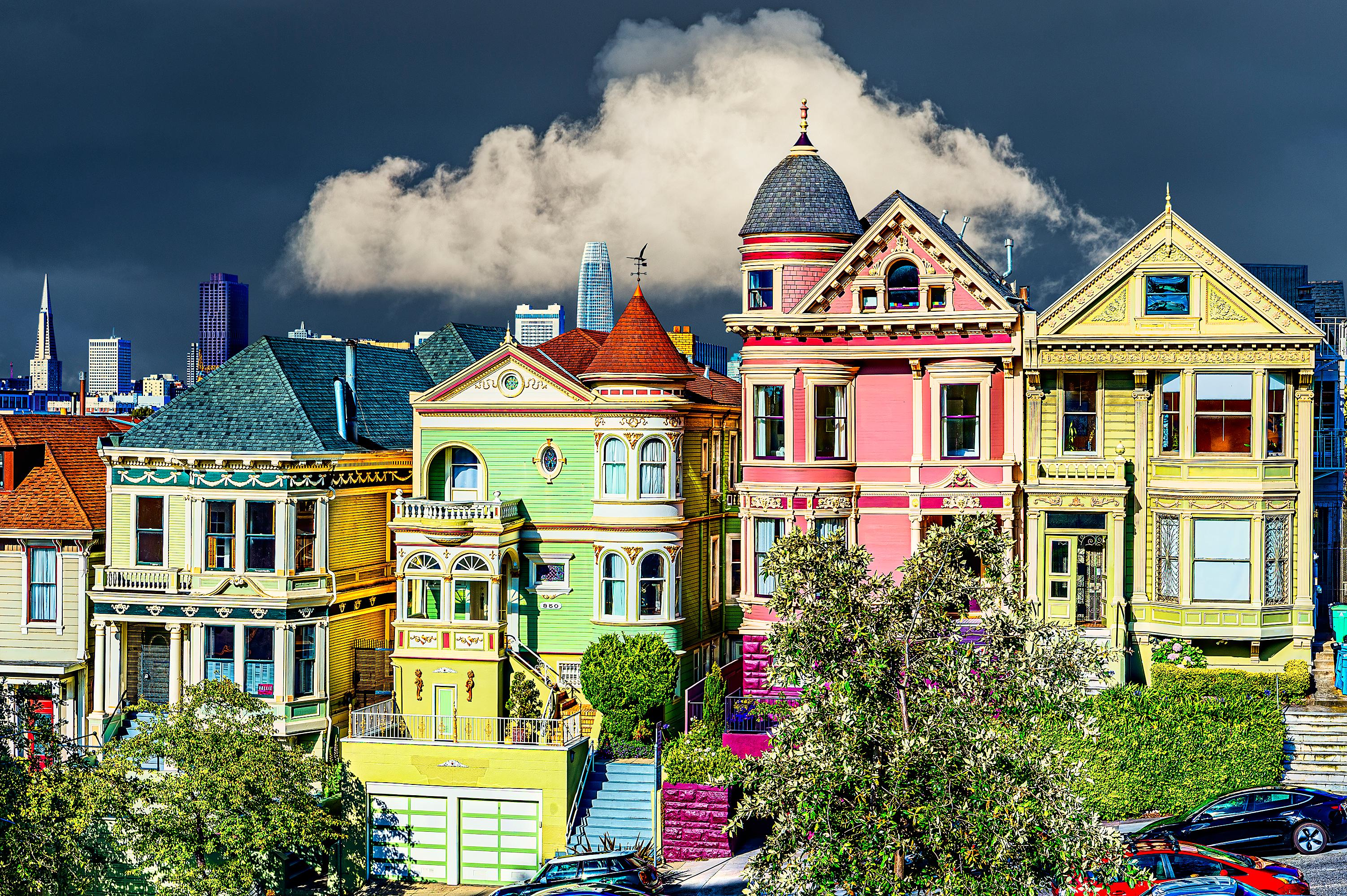 Dames peintes Architecture victorienne,  Alamo Square San Francisco 