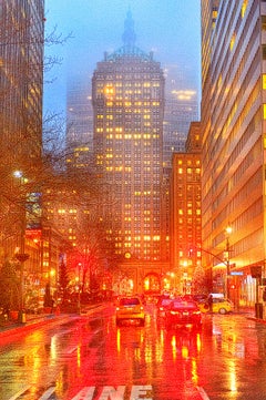 Park Avenue on an Red Impressionists Rainy Day Twilight, Architecture