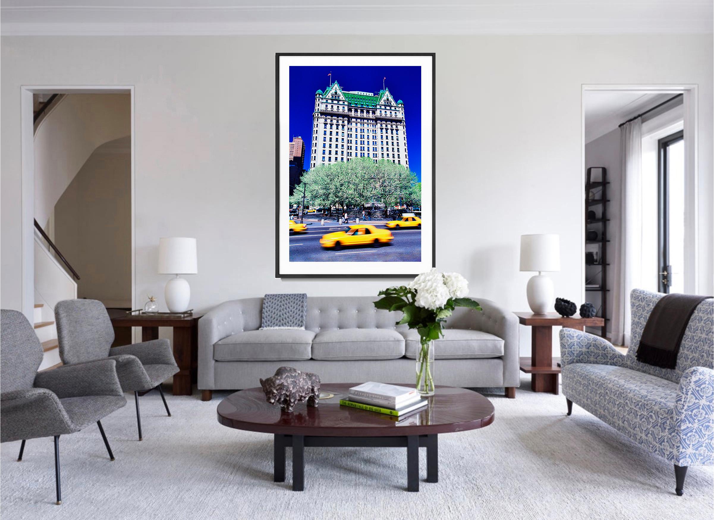 Plaza Hotel with Yellow Taxis,  Blue Sky New York City in Spring - Contemporary Photograph by Mitchell Funk