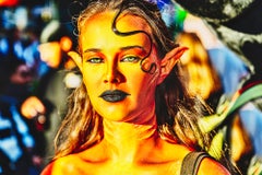 Portrait of Green Eyed Sci-Fi Star Trek Girl in Golden Light in Times Square
