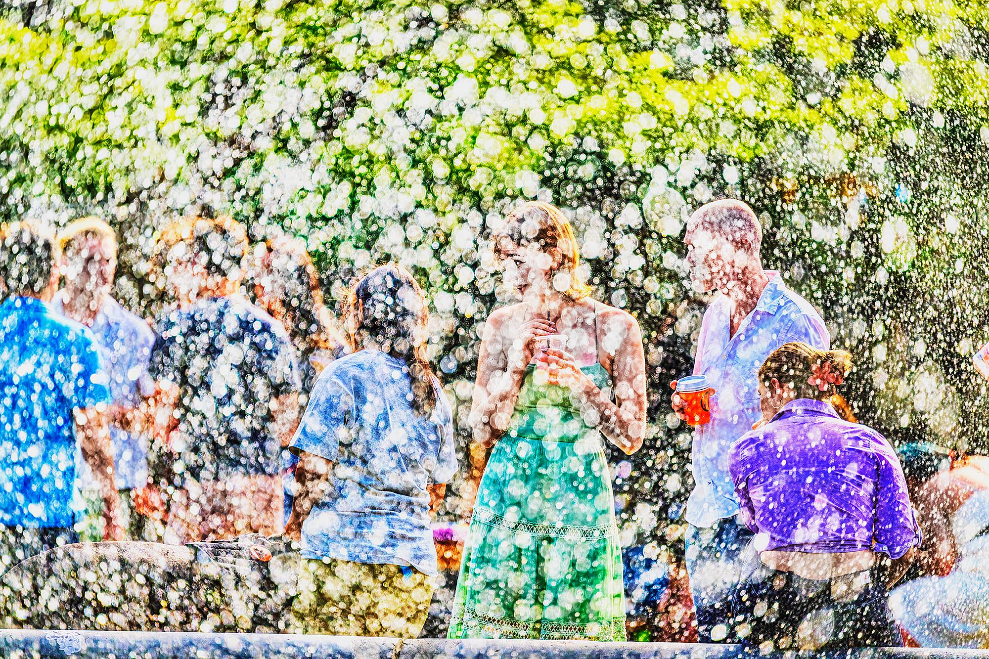 Postimpressionistische Brunnenszene in New York City  - wie Georges Seurat