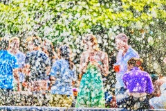Scena di fontana post impressionista di New York City  - come Georges Seurat