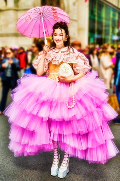 Pretty Women in Pink at the Easter Parade, Signed Color Photography