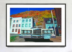 Quebec City with Vintage Car on Crisp Autumn Day