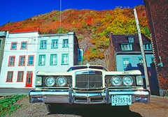 Quebec City with Vintage Car on Crisp Autumn Day