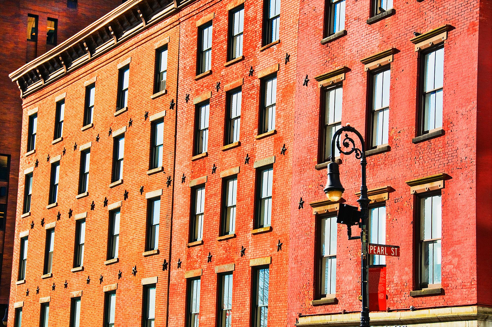 Red Brick Building Facade Street Scene in New York City by Mitchell Funk