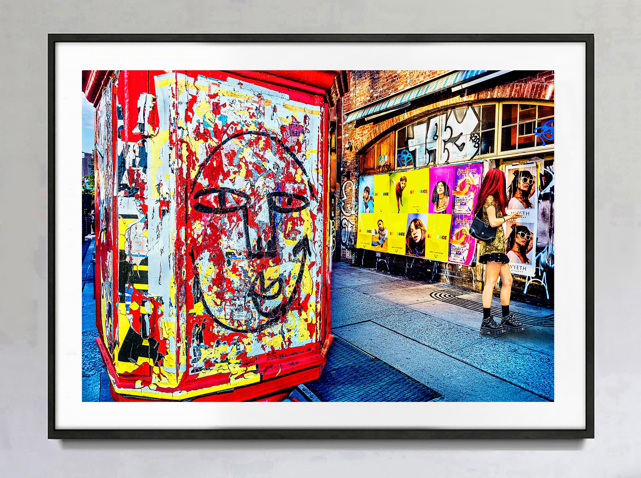 A graffiti street scene in New York City becomes a semi-abstract picture. 
 Signed and dated on lower right, numbered on verso Edition 3 of 15. Unframed. Other size available, Printed later - Printed on Hahnemühle Fine Art paper 
Mitchell Funk is a