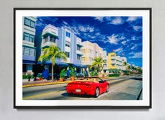 Red Sports Car On Ocean Drive, Miami Beach, Fine Art Color Photography Print