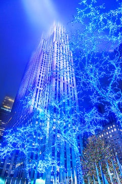 Rockefeller Center Nocturne in Art Deco Moody Blue, Architecture