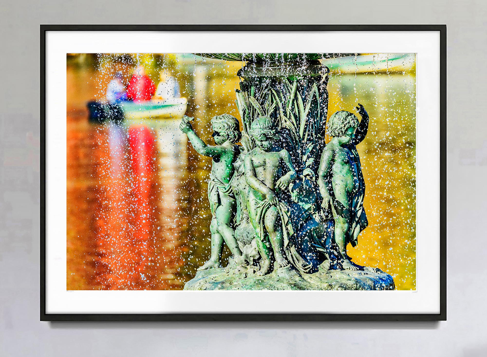 Romantic Bethesda Fountain with Angel of the Waters Bronze Statue Colorful Water - Photograph by Mitchell Funk