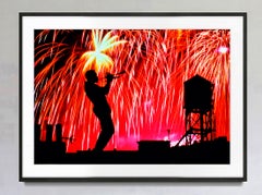 Roof Top Jazz Trumpet Player Celebration of Life, Fireworks in New York