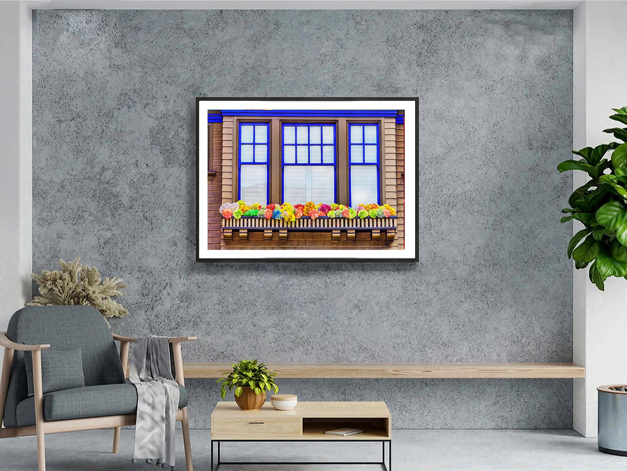 Ventana Americana Rural Flores Alegres - Color Abstracto Norman Rockwell America - Photograph de Mitchell Funk