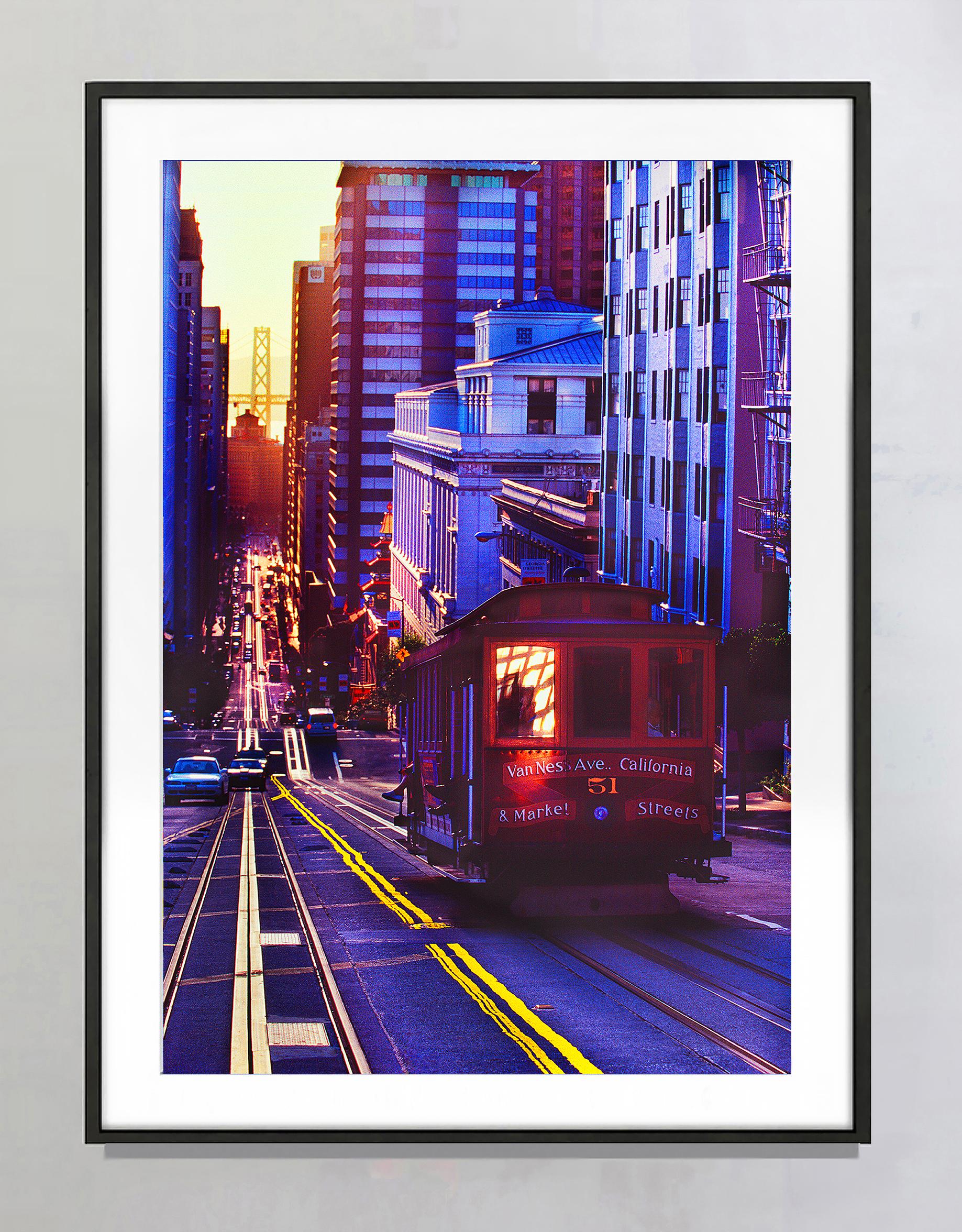 Portrait of a San Francisco Cable Car Soaked in Bronze Light  - Photograph by Mitchell Funk