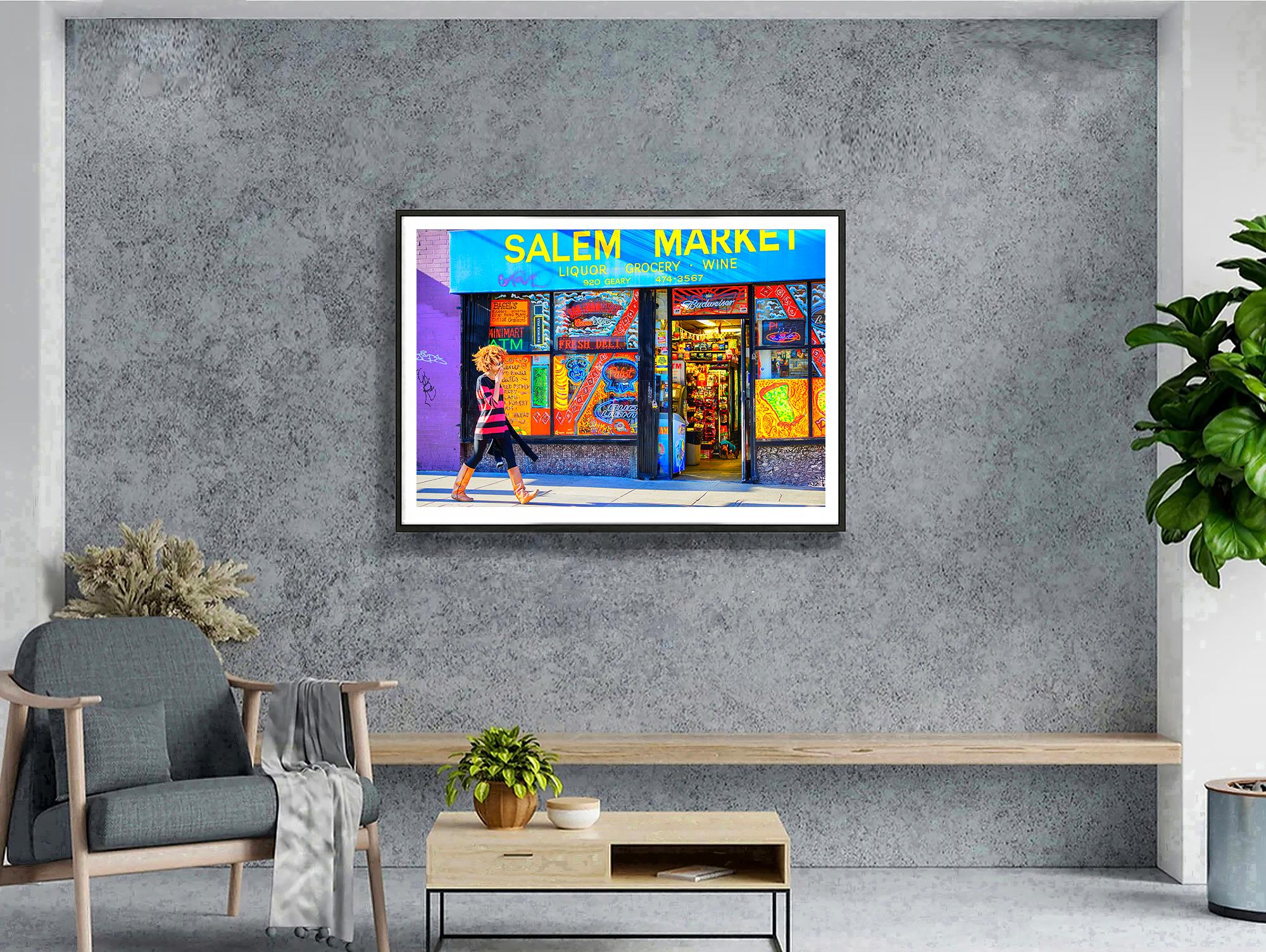 San Francisco Tenderloin Colorful Street Scene. Hip Girl Street Art - Photograph by Mitchell Funk