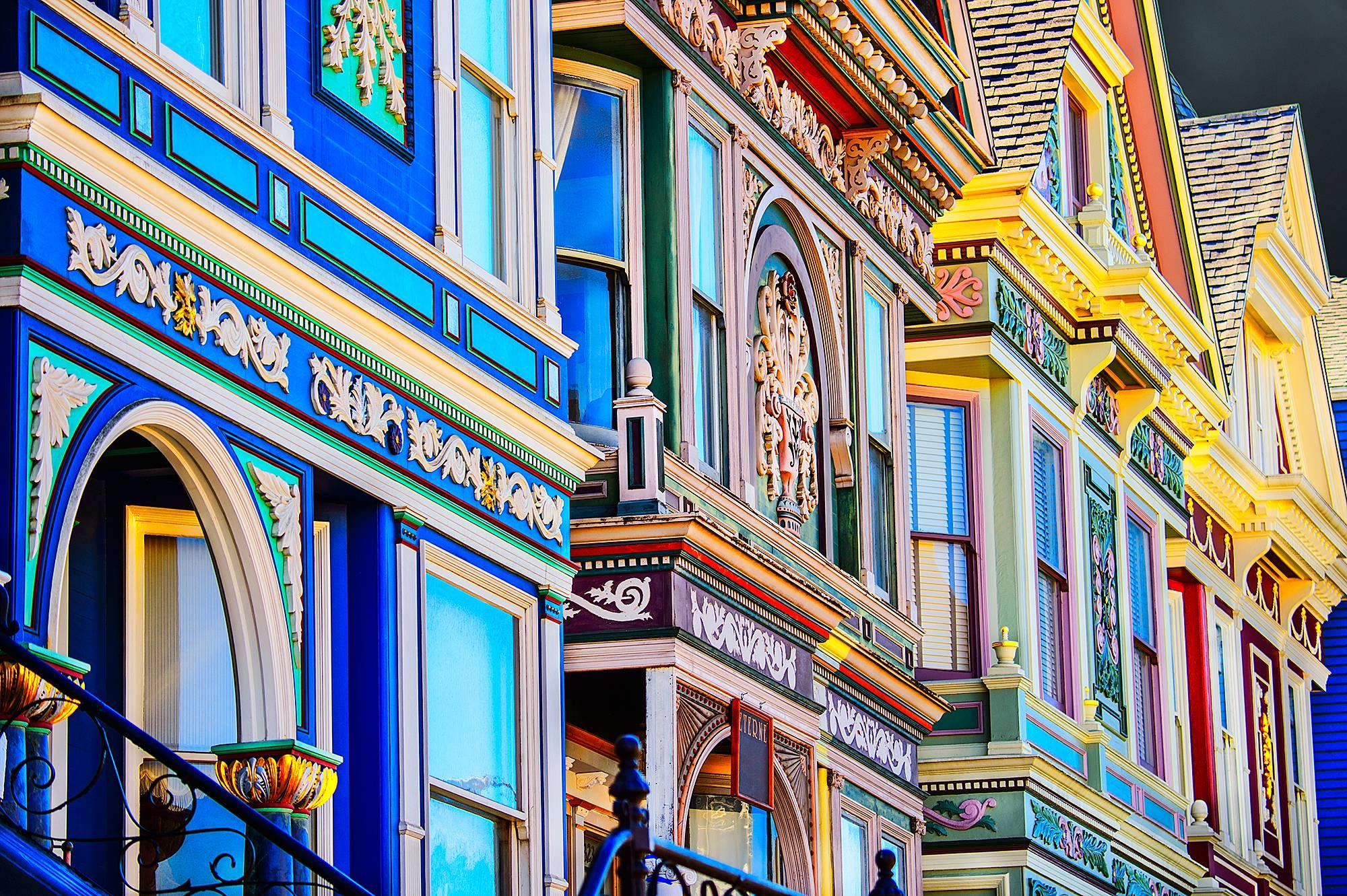 Mitchell Funk Color Photograph - San Francisco Victorians Painted Ladies San Francisco, Alamo Square