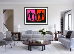 Silhouette of Running boy. Pink and Magenta Wall Guaymas Mexico