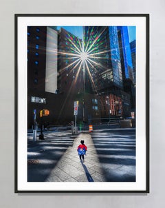 Small Boy Walking In Shaft Sunlight Downtown Manhattan, Fine Art Color Print