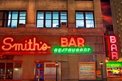 Smith's Bar Neon Signs In Hell's Kitchen , NYC, Fine Art Print Hahnemuhle Paper