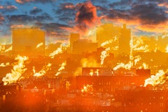 Smoke At Sunrise And Clouds Over Queens. New York City