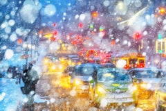 Snow Traffic in New York City, Abstract Photography by Mitchell Funk 
