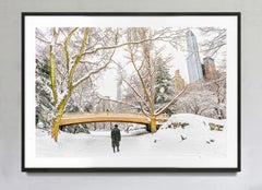«El caminante solitario, el puente de Central Park en invierno». Lámina artística en papel Hahnemühle