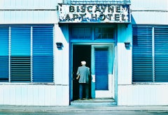 South Beach in the 1970s. Old Man Walking Enters Building - Old Miami Beach