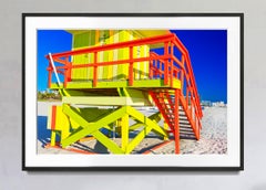 South Beach Life Guard Station in Red, Yellow and Blue