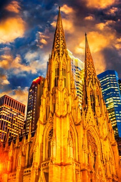 St Patrick's Cathedral in a Golden Celestial Glow in New York City