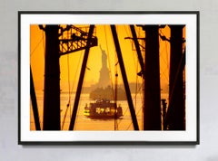 Statue of Liberty in New York Harbor at Sunrise  Staten Island Ferry