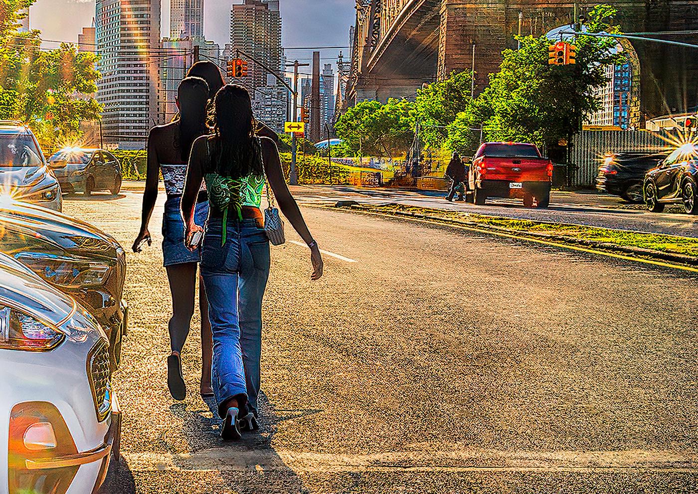 The Sun Beckons -Step into the Light -Three Black Woman Stroll into Manhattan For Sale 2