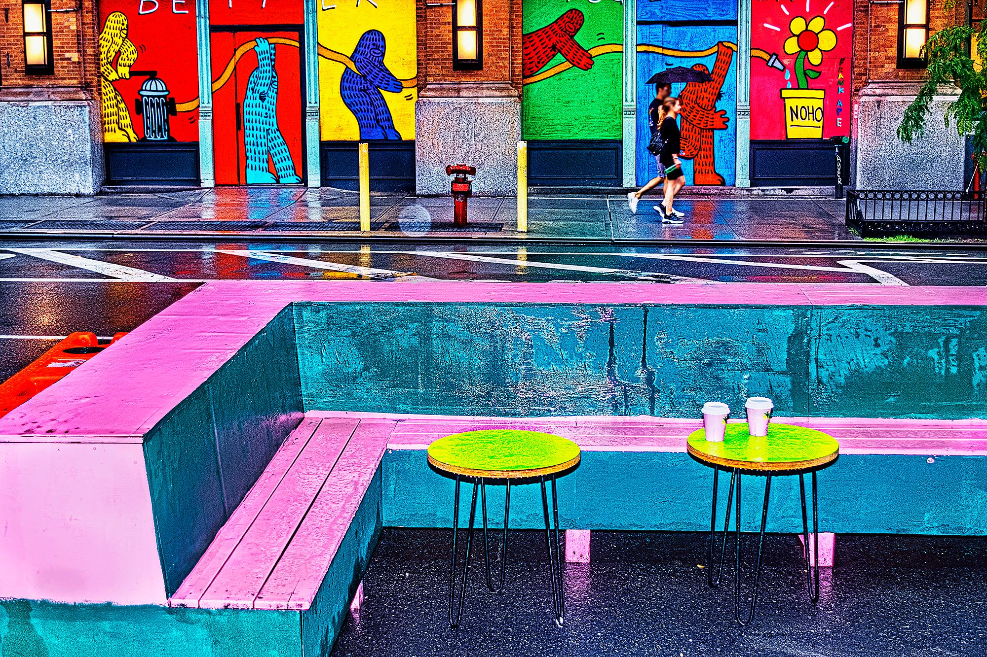 Mitchell Funk Color Photograph - Street Art New York City in Pink and Green