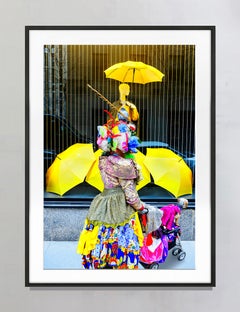 Street Photography of  Eccentric Women with Colorful Cloths and Yellow Umbrellas