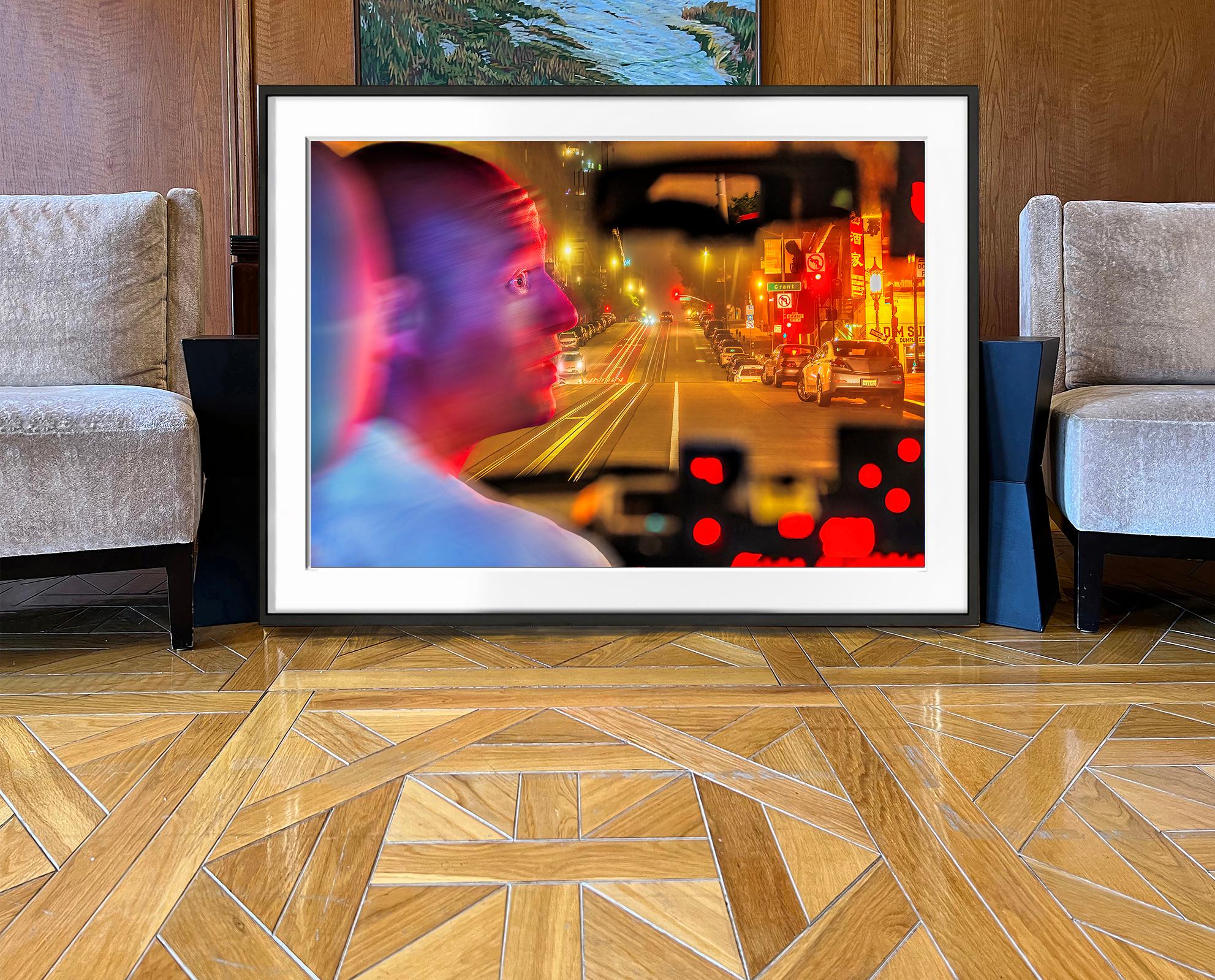 Le strade di San Francisco di notte dall'interno di un taxi - Photograph Contemporaneo di Mitchell Funk