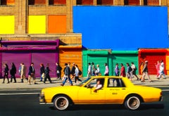 Taxi And Color Doors On 42nd Street