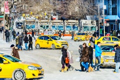 Taxis und Schneepflüge auf der 5th Avenue in NYC, Kunstdruck auf Hahnemühle-Baryta-Papier