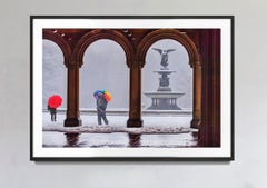 The Bethesda Terrace And Fountain In Snow, Central Park, New York City