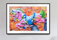 Toy Rocking Horse, Naive Fun Pink Orange Photograph, Kids Room, Children's room