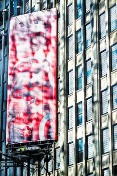 Tribeca Window Reflections with Red Abstract Billboard