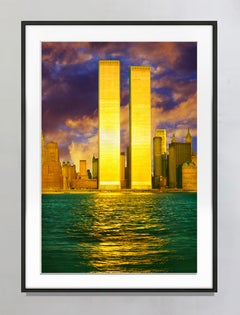 Twin Towers, World Trade Center, Lower Manhattan, in goldenem Licht getaucht