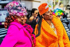 Two African American Women Shine in Pink and  Orange on Easter Day Parade 