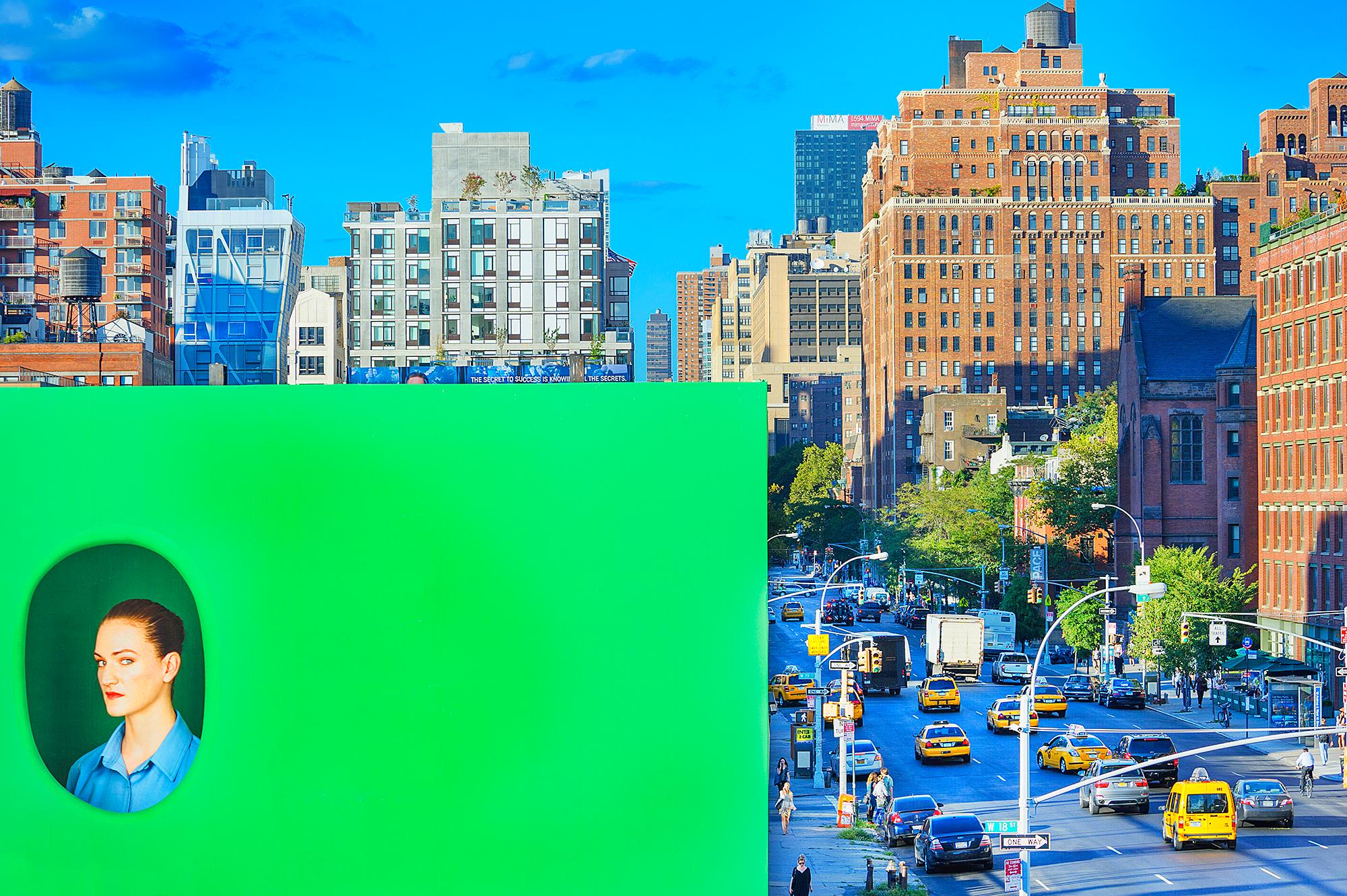 Mitchell Funk Landscape Photograph - Unexpected Billboard from The High Line Chelsea 