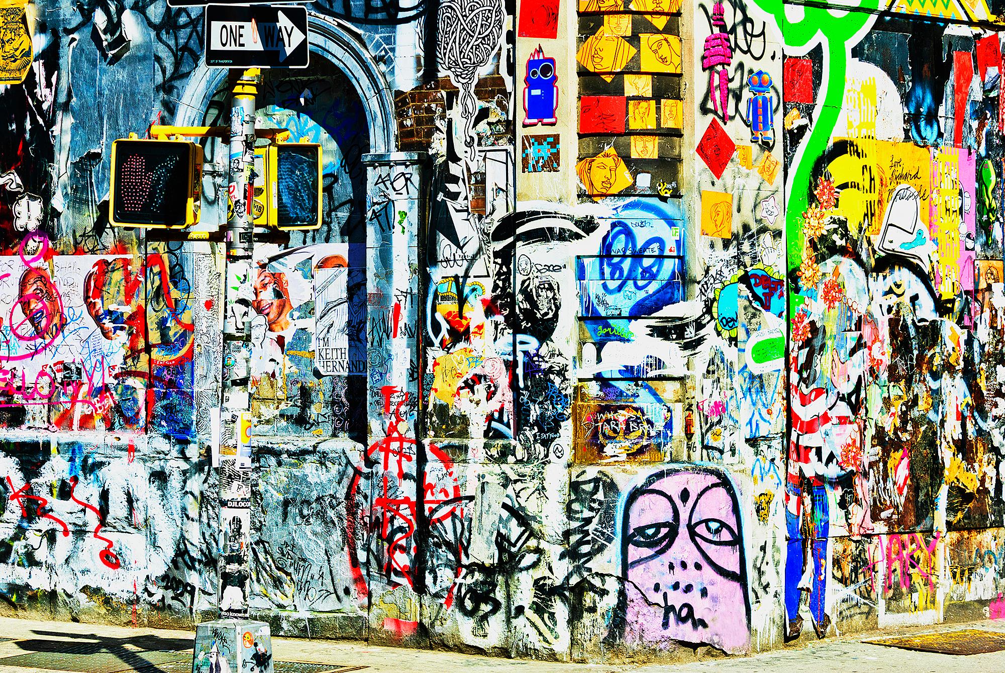 Mitchell Funk Color Photograph - Urban Art , Street Art, Graffiti Wall In Soho, New York City