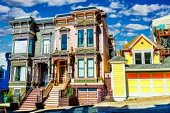 Case vittoriane nella zona di Alamo Square, San Francisco, fotografia artistica a colori