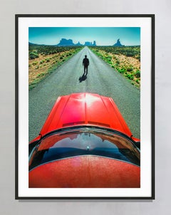 View From Car Roof Man On Road Monument Valley, Fine Art Print Hahnemuhle Paper