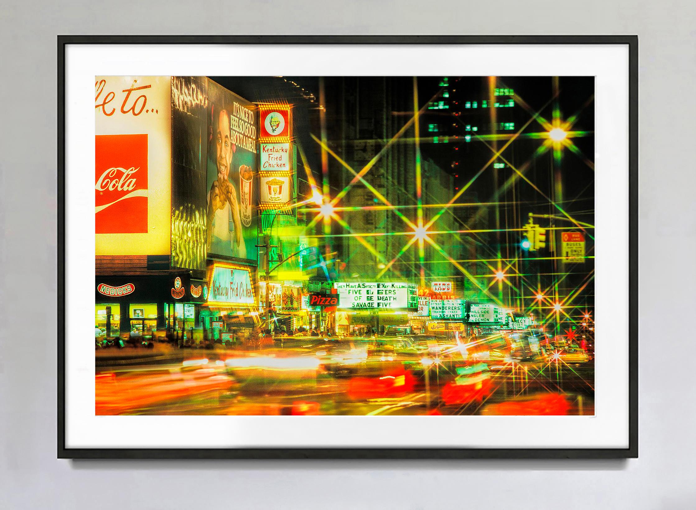 Vintage 42nd Street Traffic Frenzy  New York City in the 1970's - Brown Abstract Photograph by Mitchell Funk