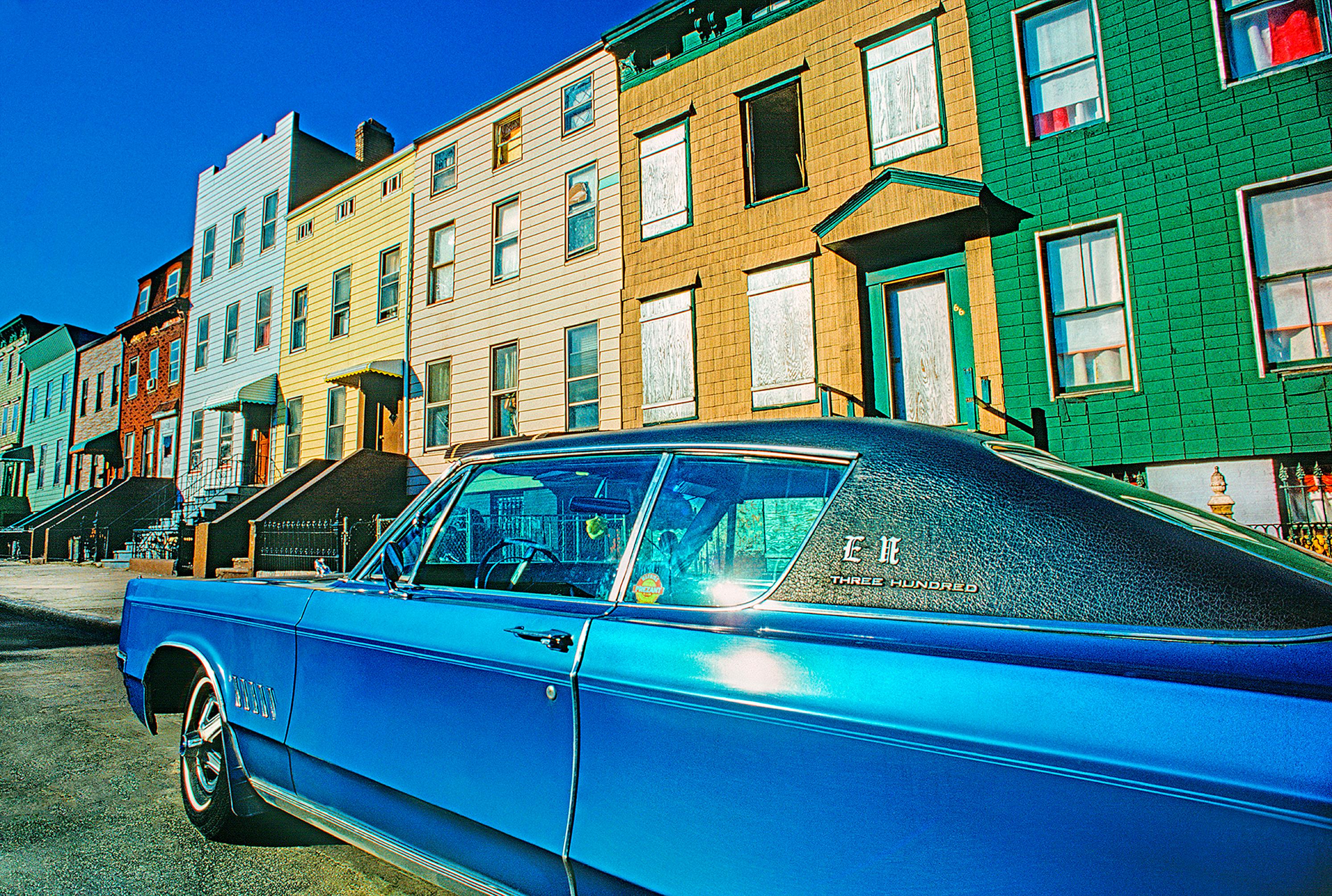 Vintage Car and Old Houses In Brooklyn, Color Photography, Signed Edition 4/15