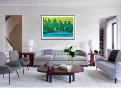 Vintage New York Skyline - Impressionist Gelb und Grün