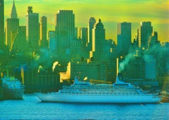 Vintage New York Skyline - Impressionist Gelb und Grün