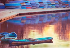 Vintage Rowboat in Central Parks Boat Landing with Pastel Colors 