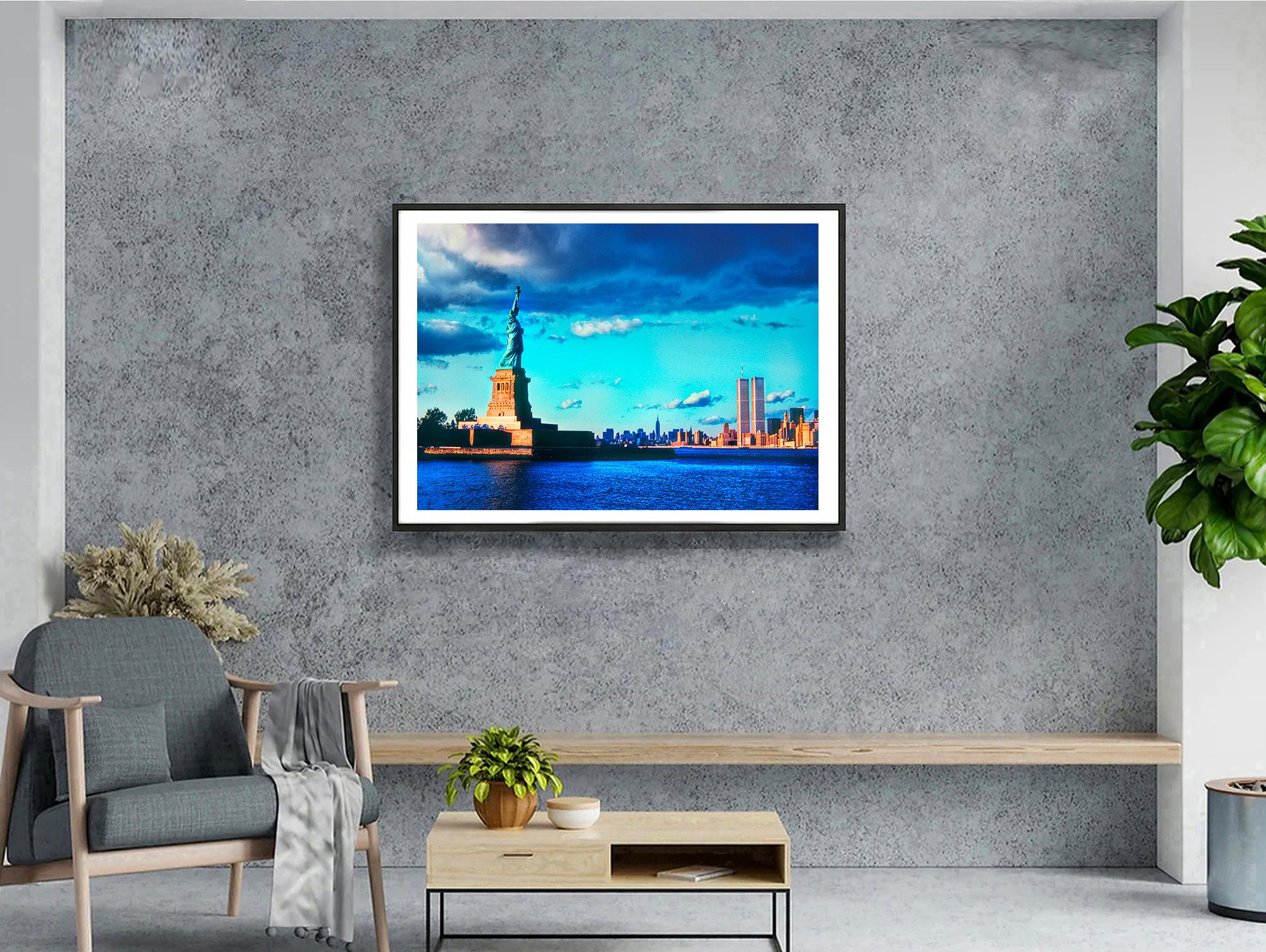 Wherever You Look, You See The Chrysler Building: The Statue of Liberty - Blue Color Photograph by Mitchell Funk